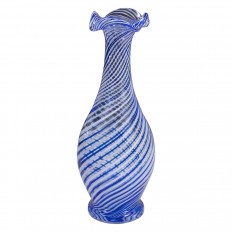 Petite blue swirl Murano glass single bud vase